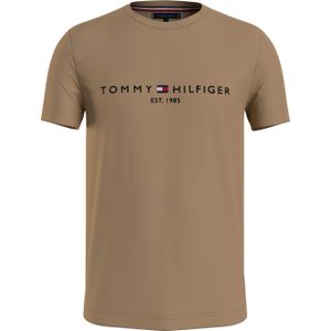 Tommy Hilfiger Tommy Logo Tee, heren T-shirt korte mouw O-hals, kaki -  Maat: 3XL