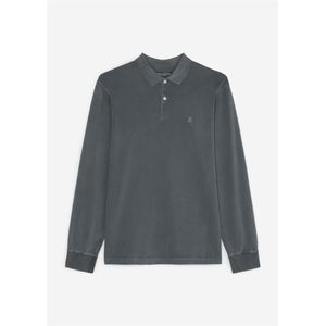 Marc O'Polo regular fit polo, heren poloshirt lange mouw, zwart -  Maat: XL