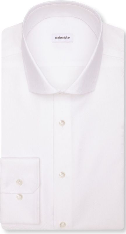 Seidensticker - Businessoverhemd - Wit - Regular 1/1 Kentkraag - Visgraat