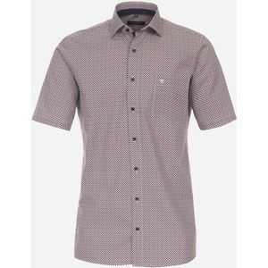 CASA MODA comfort fit overhemd, korte mouw, popeline, rood dessin