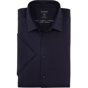 OLYMP 24/7 No. 6 Six super slim fit overhemd, korte mouw, tricot, marineblauw