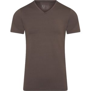 RJ Bodywear Pure Color bruin T-shirt (1-pack), heren T-shirt met V-hals, donkerbruin -  Maat: S
