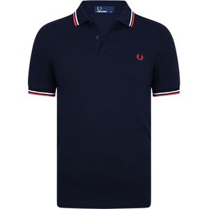 Fred Perry M3600 polo twin tipped shirt, heren polo Navy / White / Red -  Maat: S
