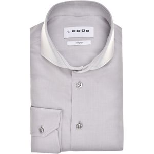 Ledub slim fit overhemd, popeline, lichtgrijs