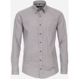 CASA MODA Sport casual fit overhemd, mouwlengte 72 cm, popeline, blauw met wit en oranje dessin