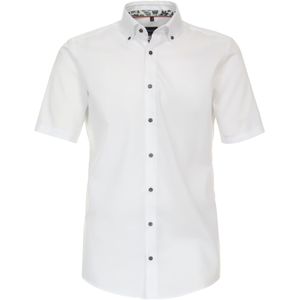 VENTI - Overhemd - Wit - Modern Fit - Korte Mouw - Strijkvrij