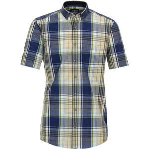 3 voor 99 | Redmond comfort fit overhemd, korte mouw, chambray, beige geruit