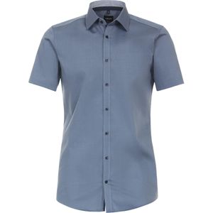 VENTI - Body Fit - Overhemd - Blauw - Korte Mouw - Strijkvriendelijk