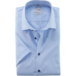 OLYMP Level 5 body fit overhemd, korte mouw, popeline, bleu gestreept