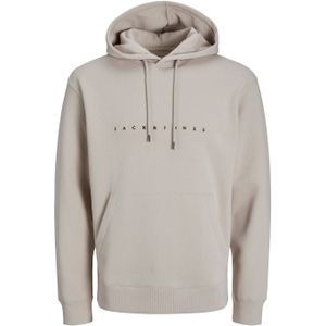 JACK & JONES Star jj sweat hood regular fit, heren hoodie katoenmengsel met capuchon, beige -  Maat: XL