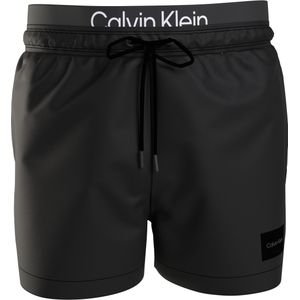 Calvin Klein Short Drawstring double waistband swimshort, heren zwembroek, zwart -  Maat: L