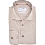 Ledub modern fit overhemd, mouwlengte 72 cm, popeline, donkerbruin dessin