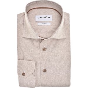 Ledub modern fit overhemd, mouwlengte 72 cm, popeline, donkerbruin dessin