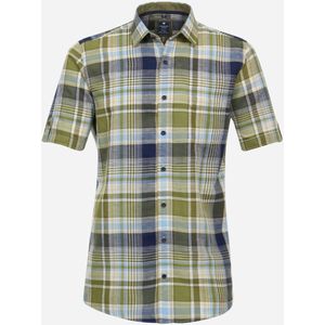3 voor 99 | Redmond comfort fit overhemd, korte mouw, popeline, groen geruit 37/38