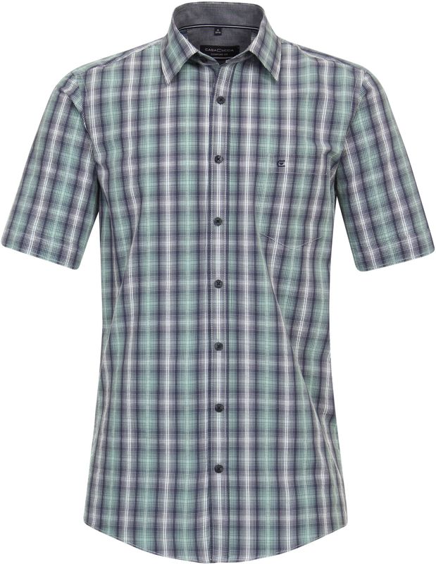 CASA MODA Sport comfort fit overhemd, korte mouw, seersucker, groen geruit