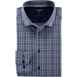 OLYMP Luxor 24/7 modern fit overhemd, popeline, natuur geruit