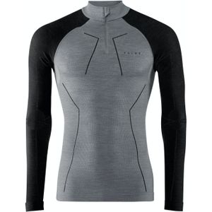 FALKE heren lange mouw shirt Wool-Tech, thermoshirt, zwart (black grey melangeange) -  Maat: XL