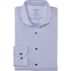 OLYMP 24/7 No. 6 Six super slim fit overhemd, popeline, koningsblauw gestreept
