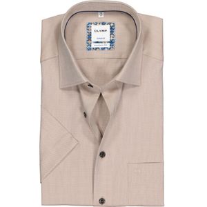 OLYMP Tendenz modern fit overhemd, korte mouw, bruin structuur 45