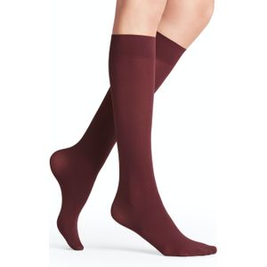 FALKE - Pure Matt 50 DEN - Dames Kniekousen - Donkerrood - Aangename Sensitive Top-boord