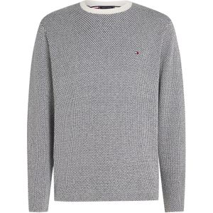 Tommy Hilfiger heren pullover katoen, grijs met off white boorden