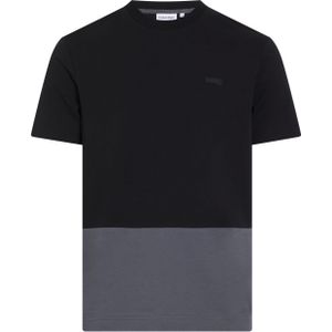Calvin Klein Color Block Interlock T-shirt, heren T-shirt korte mouw O-hals, zwart -  Maat: L