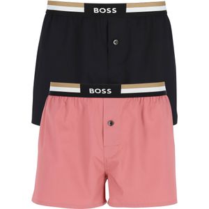 HUGO BOSS boxershorts woven (2-pack), heren boxers wijd model, roze, zwart -  Maat: XXL