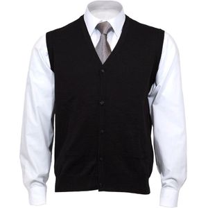 OLYMP modern fit mouwloos vest wol, V-hals, zwart -  Maat: S