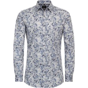 VENTI body fit overhemd, popeline, blauw dessin