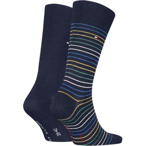 Tommy Hilfiger Small Stripe Sock (2-pack), heren sokken, marineblauw gestreept