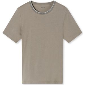 SCHIESSER Mix+Relax T-shirt, heren shirt korte mouw bio katoen streokken bruin-grijs -  Maat: M