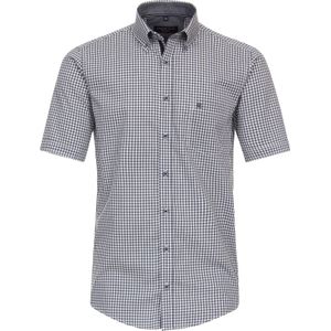 CASA MODA Sport casual fit overhemd, korte mouw, dobby, blauw geruit