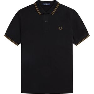 Fred Perry M3600 polo twin tipped shirt, pique, zwart -  Maat: S