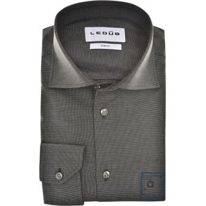 Ledub modern fit overhemd, popeline, middengroen