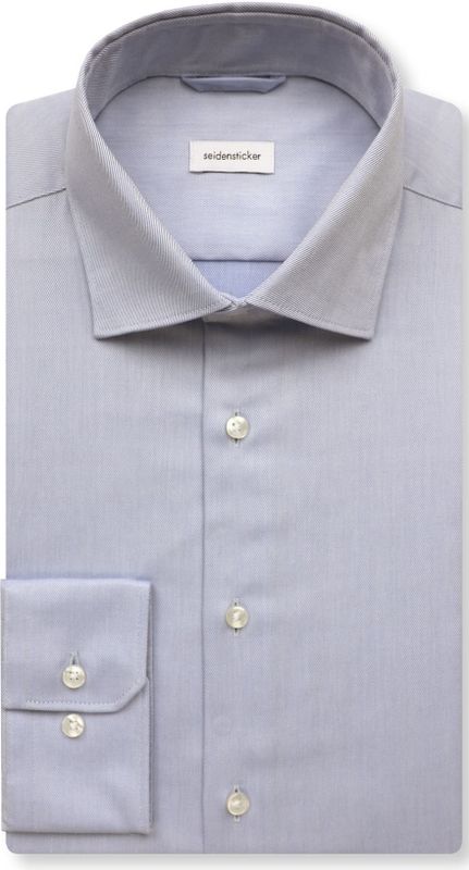 Seidensticker slim fit overhemd, mouwlengte 7, popeline, blauw