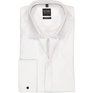 OLYMP Level 5 body fit overhemd, smoking overhemd, wit, gladde stof met Kent kraag 42