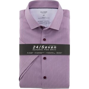 OLYMP 24/7 Level 5 body fit overhemd, korte mouw, Dynamic Flex, fuchsia dessin