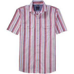 OLYMP Casual modern fit overhemd, korte mouw, structuur, rood gestreept 47/48