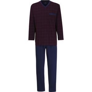 Gotzburg heren pyjama V-hals, donkerrood geruit