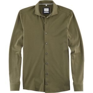 OLYMP Smart Casual Level 5 body fit overhemd, tricot, olijfgroen