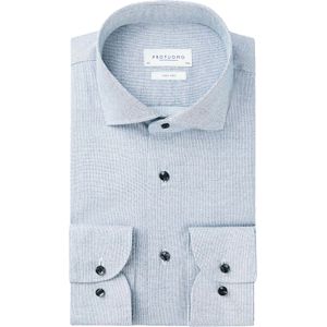 Profuomo slim fit heren overhemd, popeline, blauw dessin