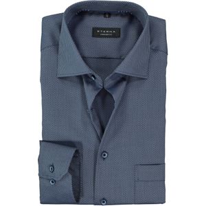ETERNA comfort fit overhemd, structuur heren overhemd, blauw met grijs 44