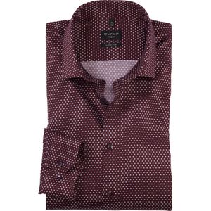 OLYMP No. 6 Six super slim fit overhemd, popeline, donkerrood dessin