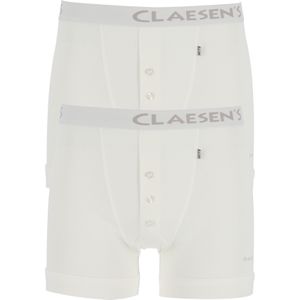 Claesen's Basics boxers (2-pack), retro rib heren boxers met gulp, wit -  Maat: L