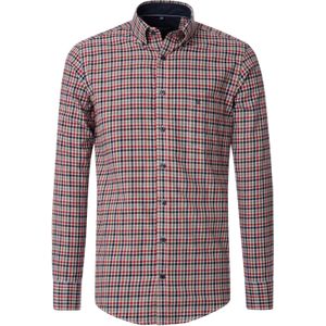 CASA MODA - Sport Casual Fit Overhemd - Oranje Geruit - Strijkvriendelijk