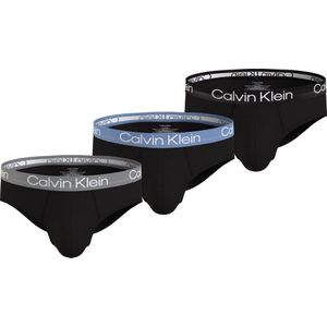 Calvin Klein Hipster Briefs (3-pack), heren slips, zwart met gekleurde tailleband -  Maat: XS