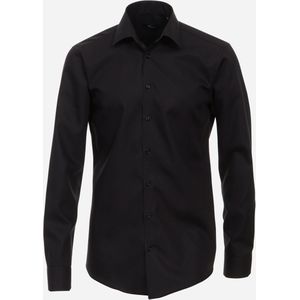 VENTI modern fit overhemd, mouwlengte 7, popeline, zwart 46