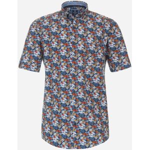 3 voor 99 | Redmond comfort fit overhemd, korte mouw, popeline, blauw dessin