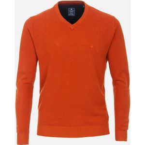 Redmond heren trui katoen, V-hals, oranje (middeldik) -  Maat: XL