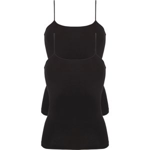 TEN CATE Basic women spaghetti top (2-pack), dames hemd smalle bandjes, zwart